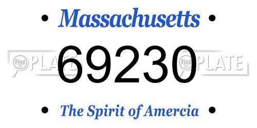 69230 Massachusetts License Plate