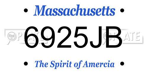 6925JB Massachusetts License Plate