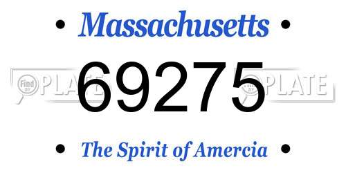 69275 Massachusetts License Plate