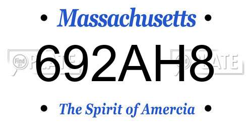 692AH8 Massachusetts License Plate