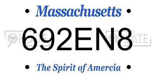 692EN8 Massachusetts License Plate