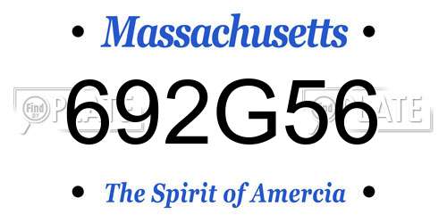 692G56 Massachusetts License Plate