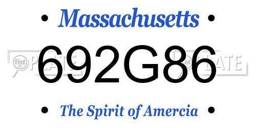 692G86 Massachusetts License Plate