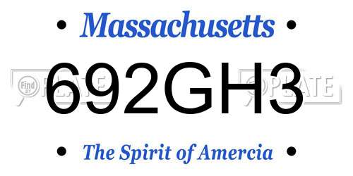692GH3 Massachusetts License Plate
