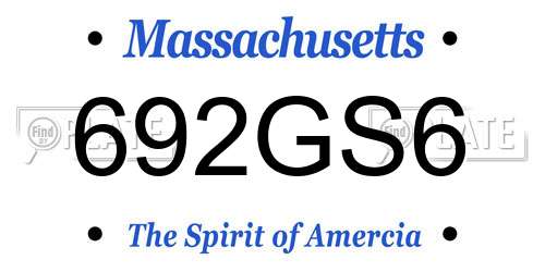 692GS6 Massachusetts License Plate