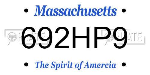692HP9 Massachusetts License Plate