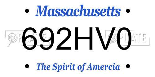 692HV0 Massachusetts License Plate