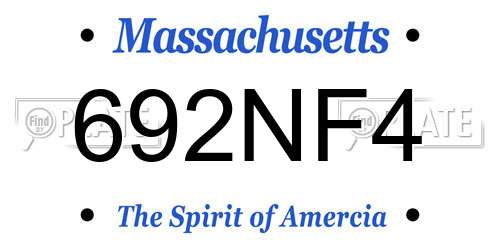 692NF4 Massachusetts License Plate