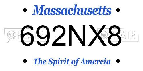 692NX8 Massachusetts License Plate