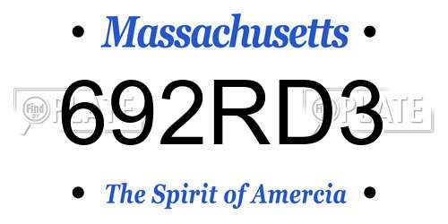 692RD3 Massachusetts License Plate
