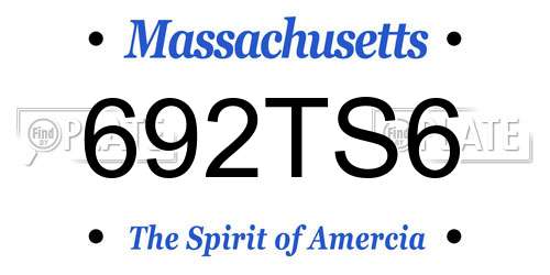 692TS6 Massachusetts License Plate