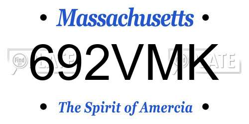 692VMK Massachusetts License Plate