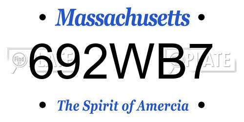 692WB7 Massachusetts License Plate