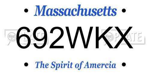692WKX Massachusetts License Plate