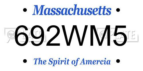 692WM5 Massachusetts License Plate