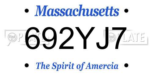 692YJ7 Massachusetts License Plate