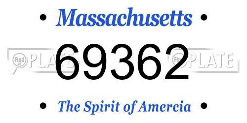 69362 Massachusetts License Plate