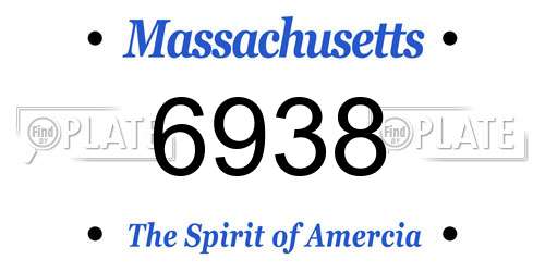 6938 Massachusetts License Plate