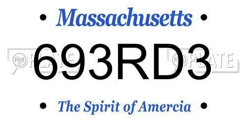693RD3 Massachusetts License Plate