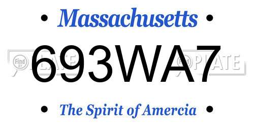 693WA7 Massachusetts License Plate