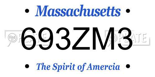 693ZM3 Massachusetts License Plate