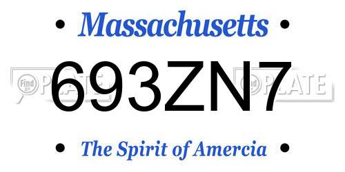 693ZN7 Massachusetts License Plate