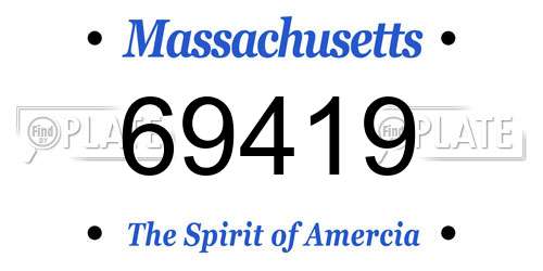 69419 Massachusetts License Plate