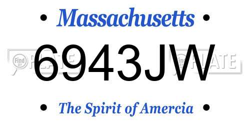 6943JW Massachusetts License Plate