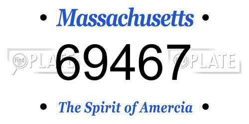 69467 Massachusetts License Plate