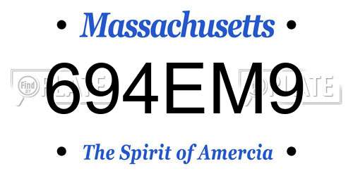 694EM9 Massachusetts License Plate