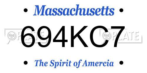 694KC7 Massachusetts License Plate