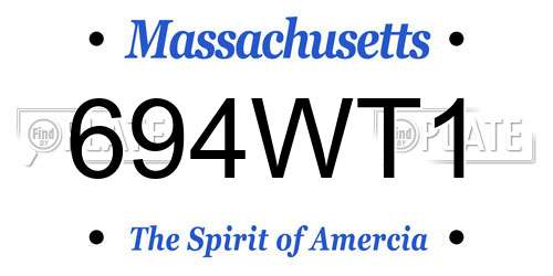 694WT1 Massachusetts License Plate