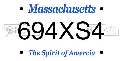 694XS4 Massachusetts License Plate