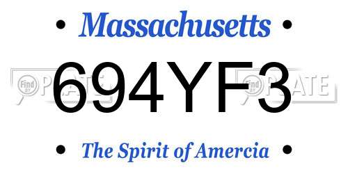 694YF3 Massachusetts License Plate
