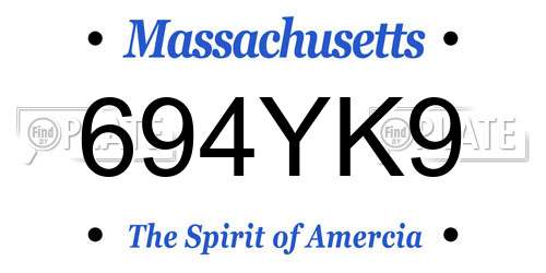 694YK9 Massachusetts License Plate