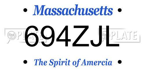 694ZJL Massachusetts License Plate