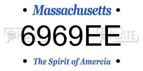 6969EE Massachusetts License Plate
