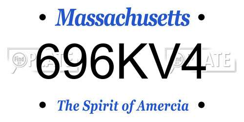 696KV4 Massachusetts License Plate