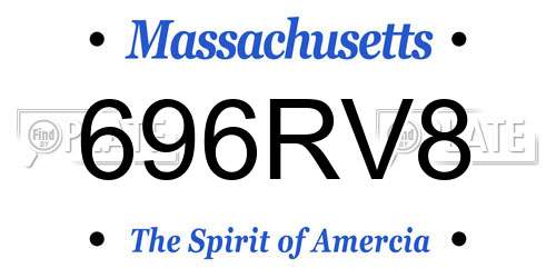 696RV8 Massachusetts License Plate