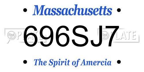 696SJ7 Massachusetts License Plate