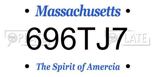 696TJ7 Massachusetts License Plate