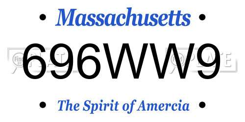 696WW9 Massachusetts License Plate