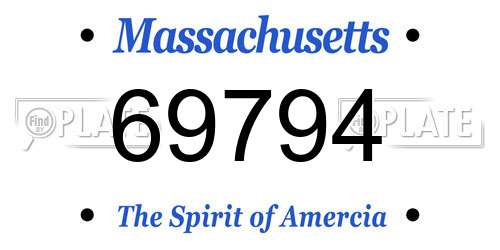 69794 Massachusetts License Plate