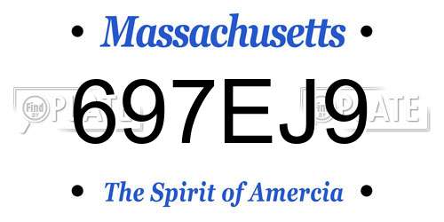 697EJ9 Massachusetts License Plate
