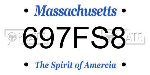 697FS8 Massachusetts License Plate