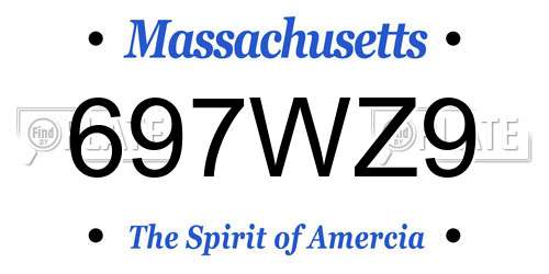 697WZ9 Massachusetts License Plate