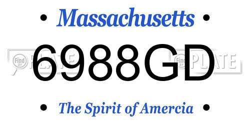 6988GD Massachusetts License Plate