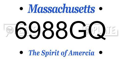 6988GQ Massachusetts License Plate