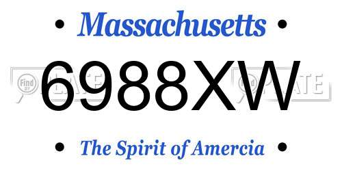 6988XW Massachusetts License Plate