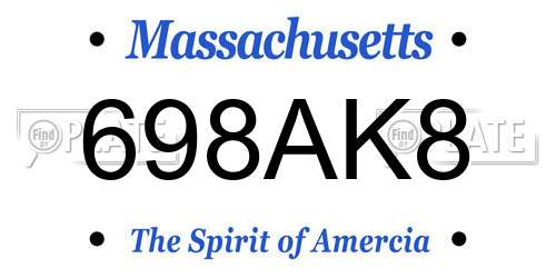 698AK8 Massachusetts License Plate